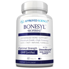 Approved Science Bonesyl bottle front showing calcium support for bone health.