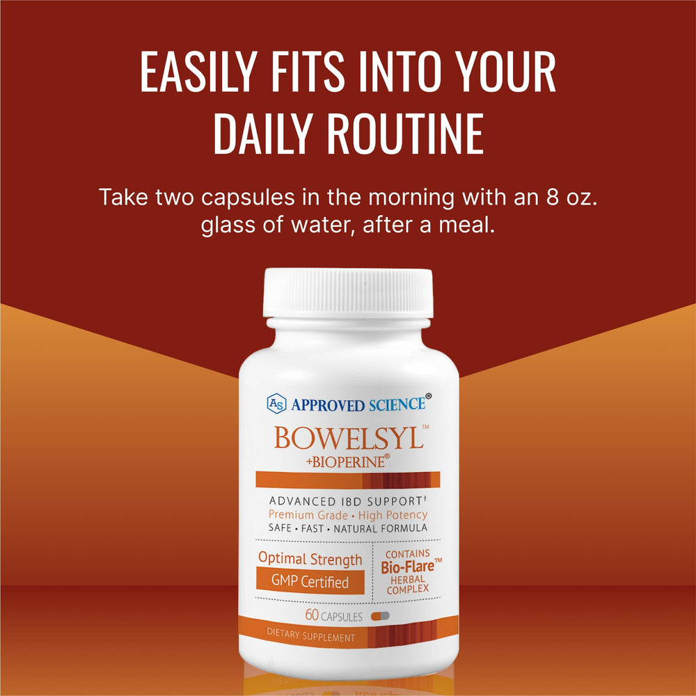 Bowelsyl ingredients showcase ginger, turmeric, boswellia for soothing colon support.