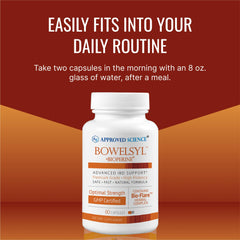 Bowelsyl ingredients showcase ginger, turmeric, boswellia for soothing colon support.