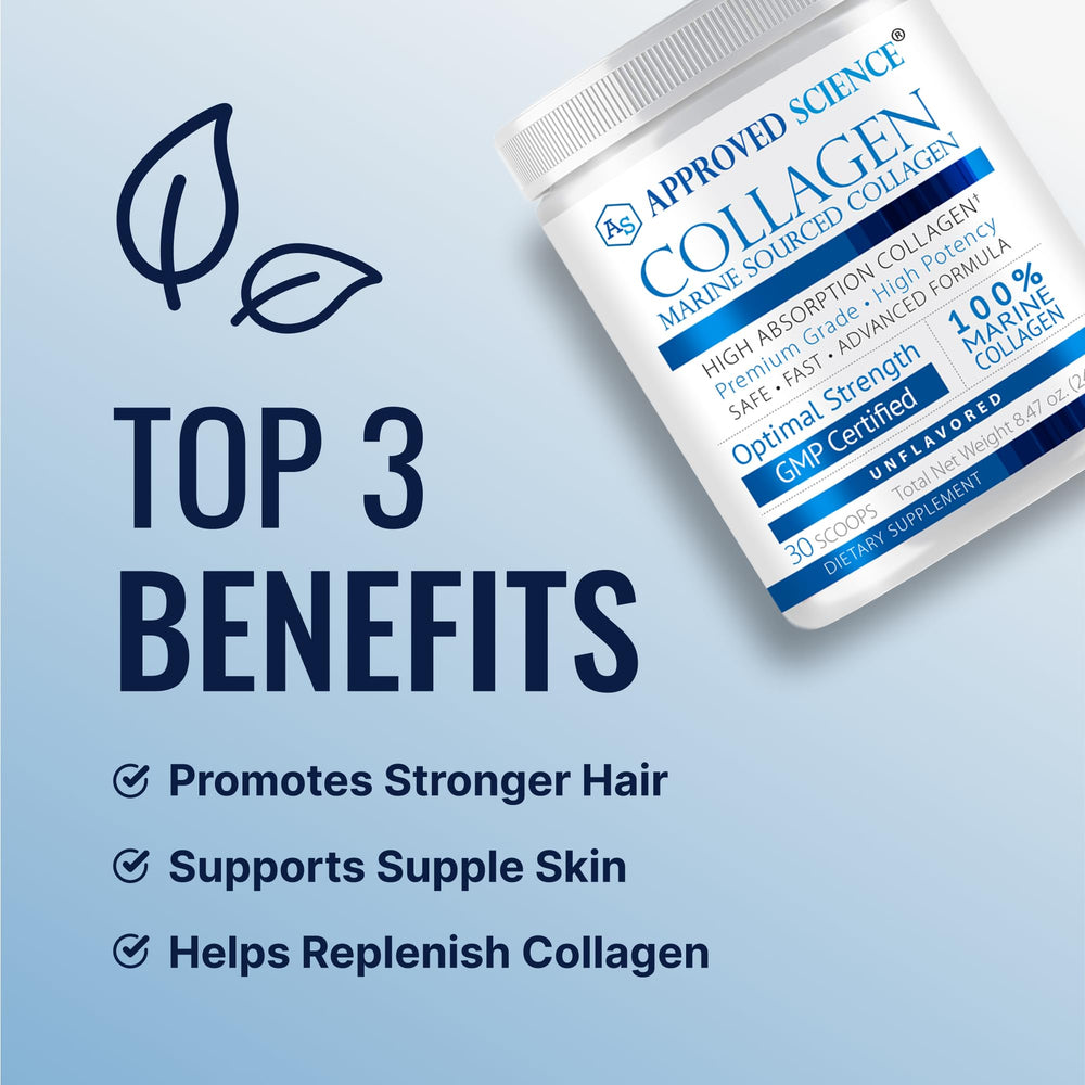 Approved Science Collagen Powder mix-in water image illustrating quick absorption-friendly formula