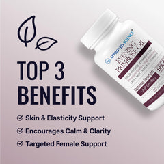 Approved Science Evening Primrose Oil bottle pouring softgels for daily use.