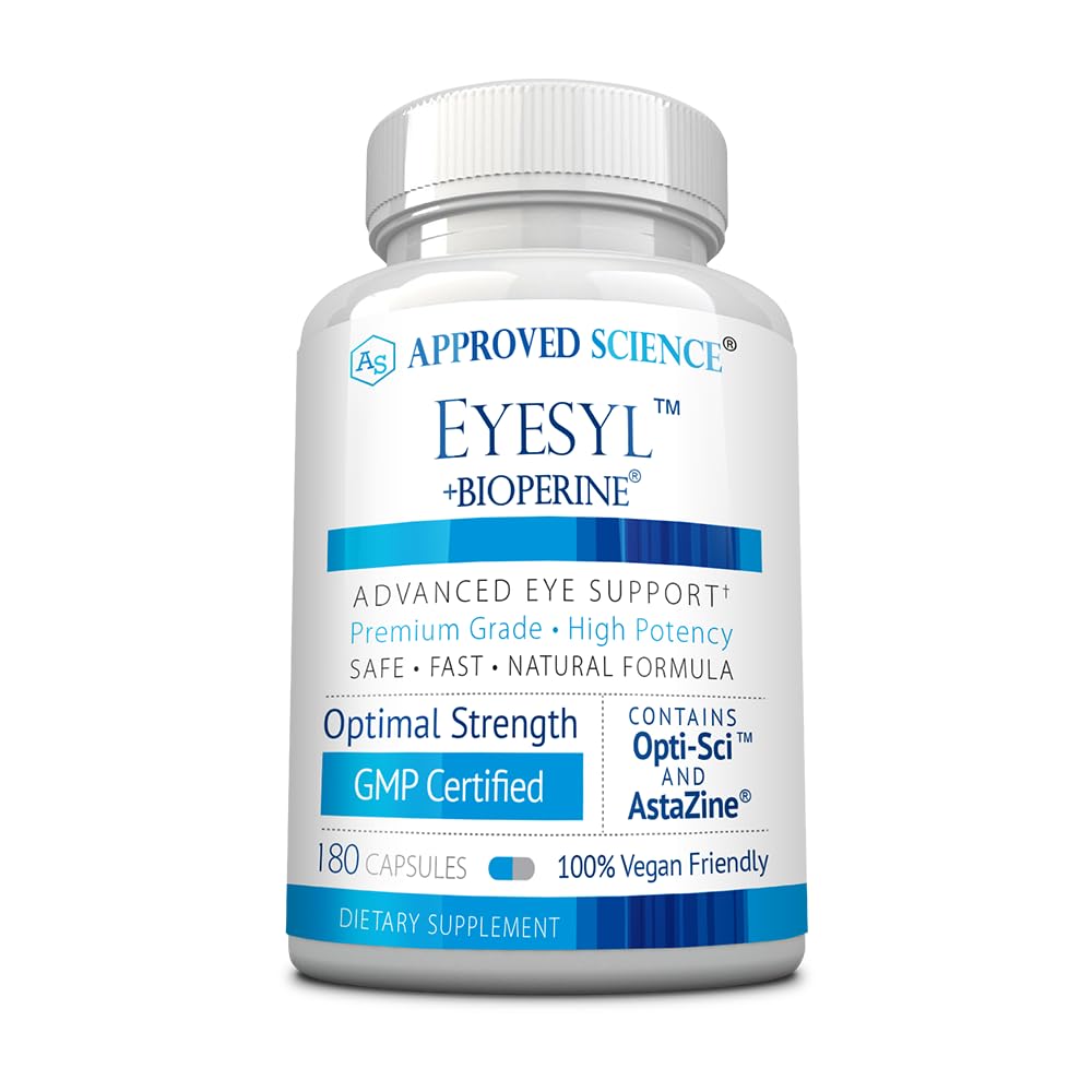 Approved Science EyeSyl bottle front showing lutein and zeaxanthin for daily eye support