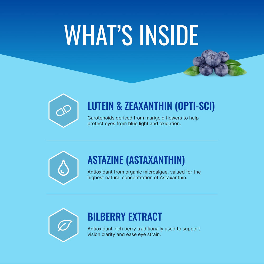 Approved Science EyeSyl ingredient close-up highlights taurine and astaxanthin for antioxidant potential