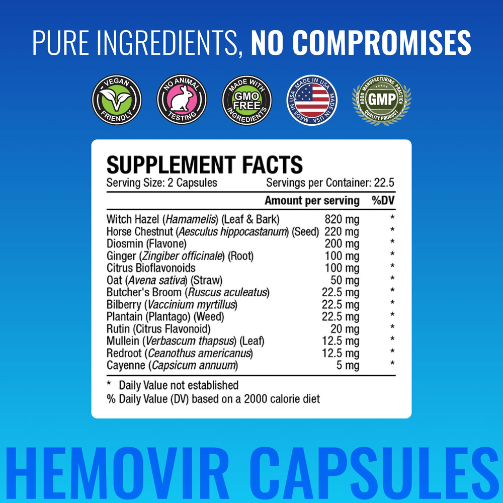 Approved Science Hemovir witch hazel hero highlights soothing properties for irritation.