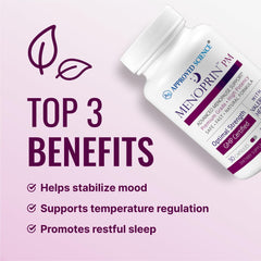 Closeup of Menoprin PM capsule highlighting valerian and melatonin