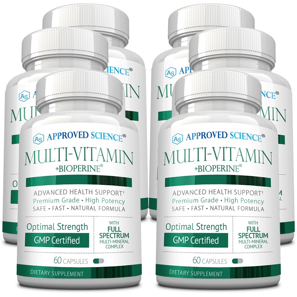 Approved Science Multi-Vitamin bottle front showing full-spectrum nutrients for daily wellness.