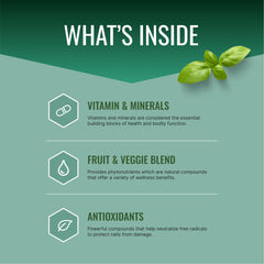 Approved Science Multi-Vitamin label closeup highlighting vitamins, minerals, and antioxidants.