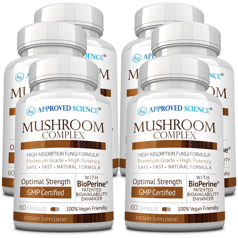 Approved Science Mushroom Complex bottle front showing label for immune support.