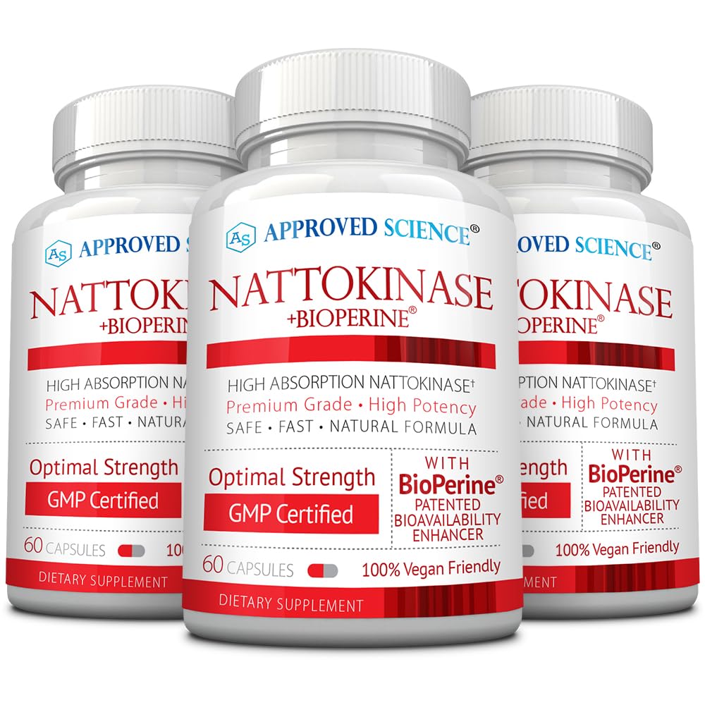 Approved Science nattokinase bottle with cap—daily support for circulation.
