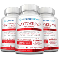 Approved Science nattokinase bottle with cap—daily support for circulation.
