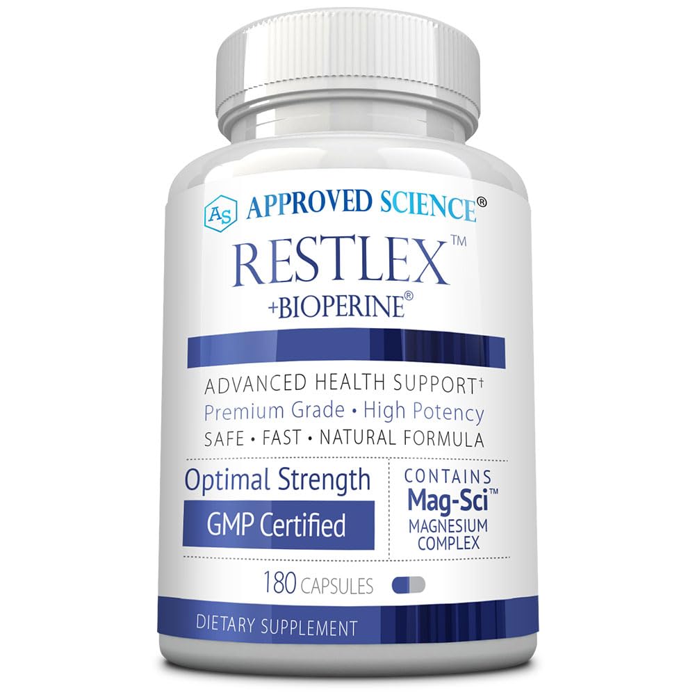 Approved Science Restlex bottle close-up showing capsules for calm support.