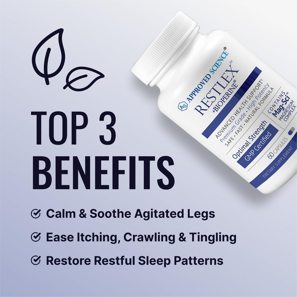 Approved Science Restlex ingredients graphic illustrating Rest Response and circulation benefits.