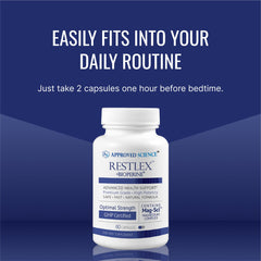 Approved Science Restlex lifestyle scene showing a peaceful bedtime routine.