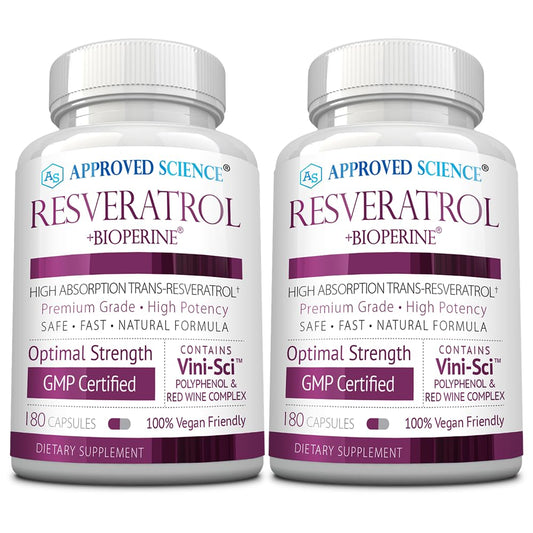 Approved Science Resveratrol bottle closeup highlighting purity for daily use.