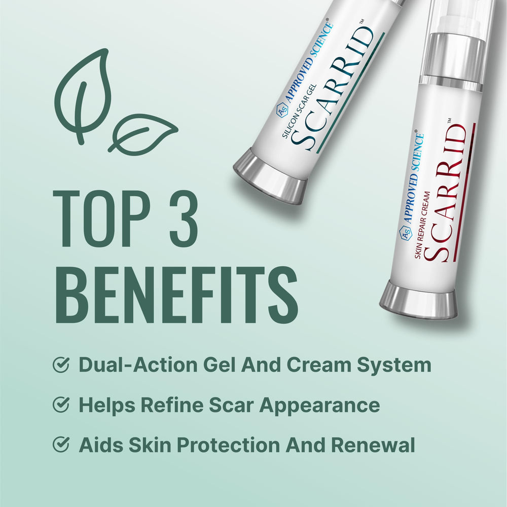 Approved Science Scarrid duo-pack displaying gel and cream for a complete routine