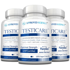 Approved Science TestiCare bottle front showing vegan vein support formula.