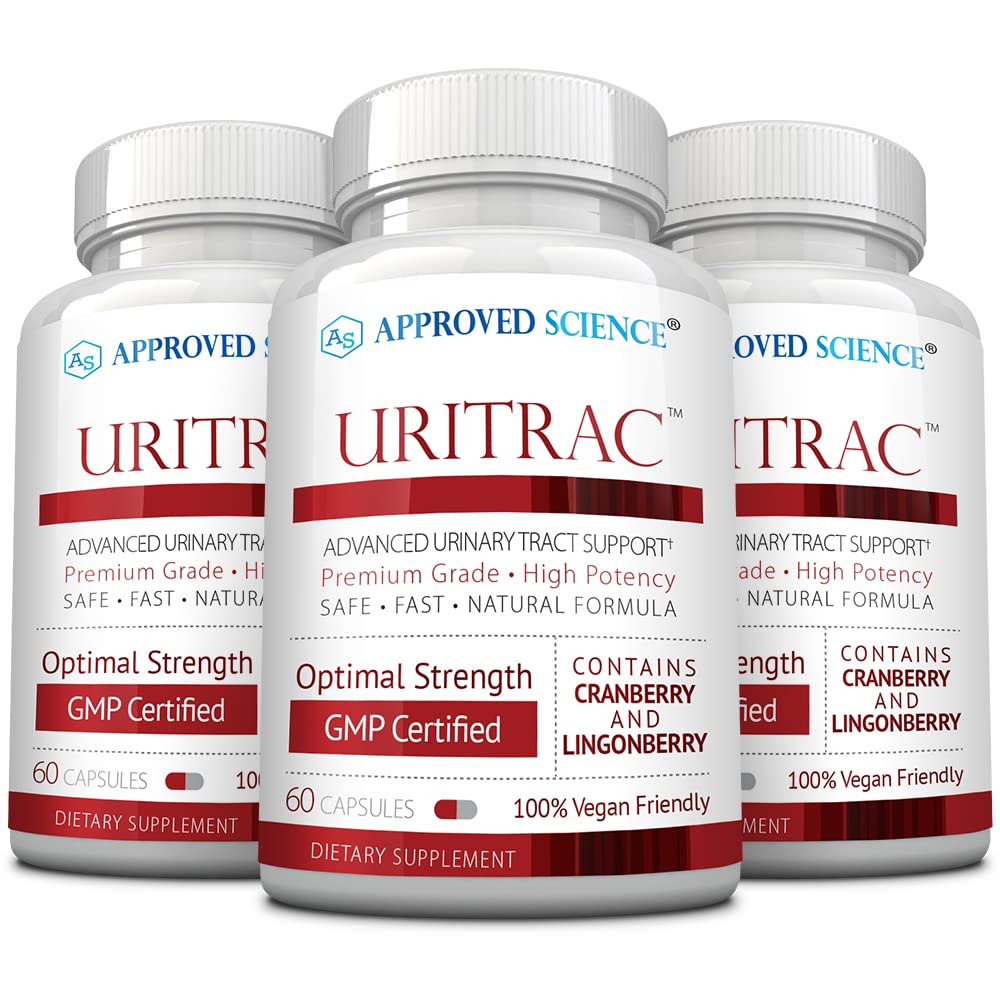 Approved Science Uritrac bottle with cranberry-d-mannose-lingonberry supports daily urinary wellness.