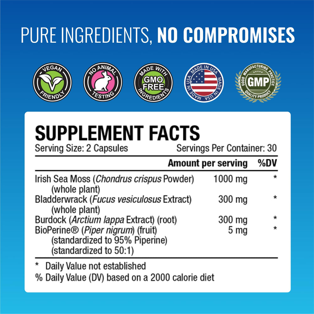 Approved Science Sea Moss with Bioperine for enhanced absorption and vitality.