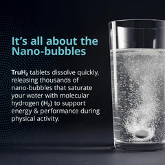 AquaTru TruH2 pre-workout setup with tablet and glass.