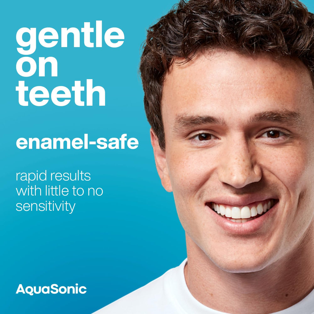 Aquasonic foil-wrapped treatments preserve freshness for travel whitening.