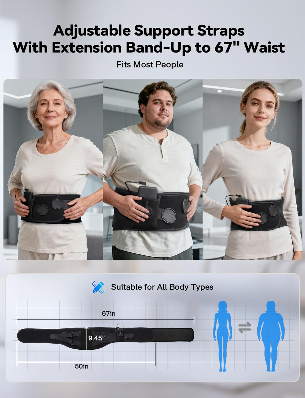 Arace secure Velcro strap ensures stable wrap around the torso