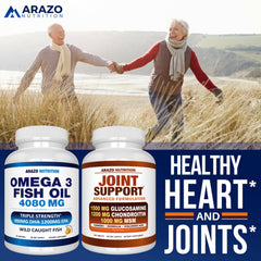 GMP facility badge on Arazo Nutrition omega-3 packaging emphasizing American-made quality