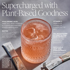 Arbonne SkinElixir close-up shows hyaluronic acid and vitamin C ingredients.