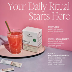 Arbonne SkinElixir being stirred in water for a refreshing acai boost.