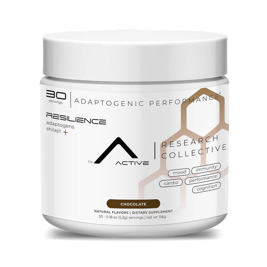 ARC Resilience powder in tin label showing premium blend for daily focus