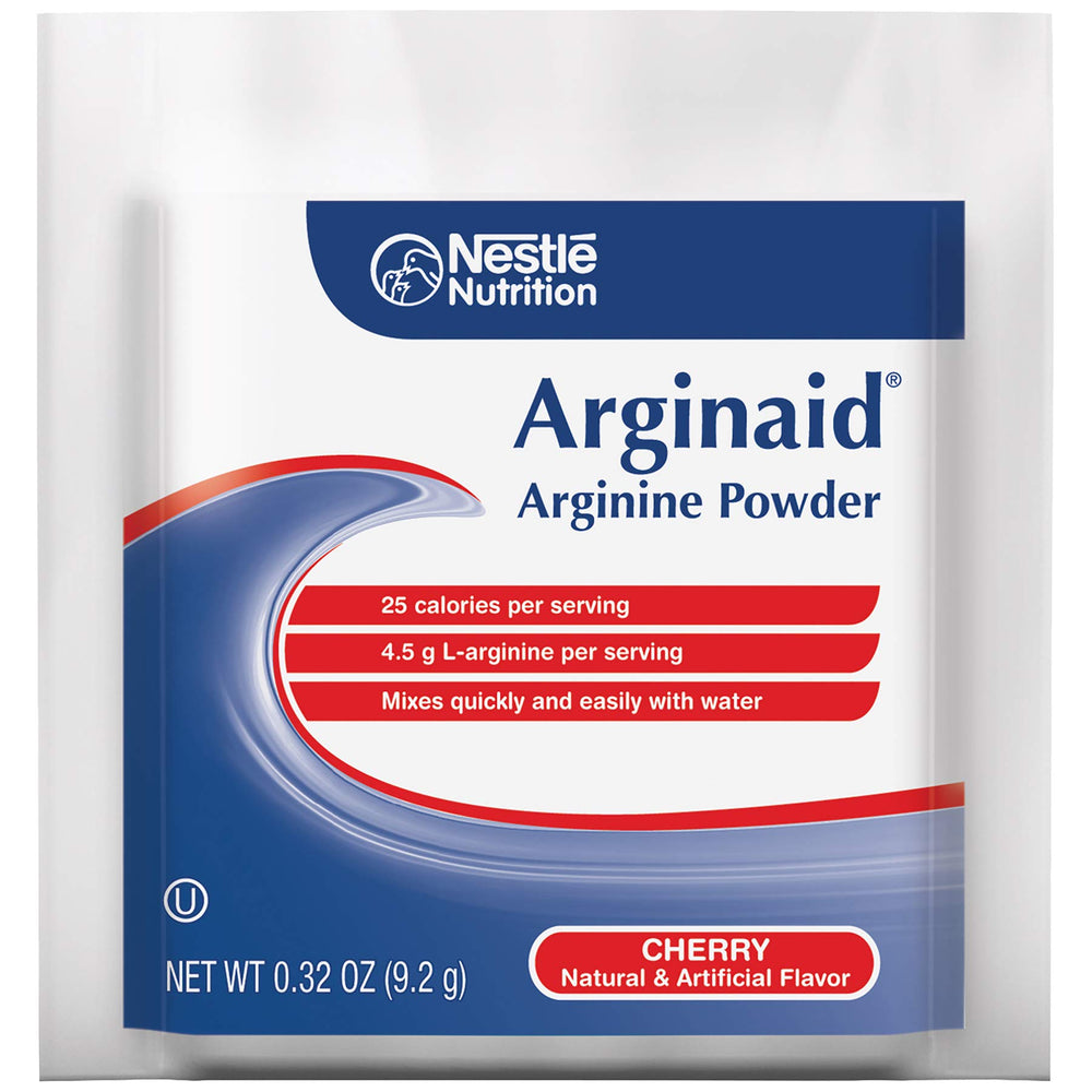 Arginaid Cherry flavor drink mix ready to blend into a refreshing glass.