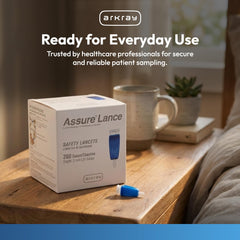 ARKAY Assure Lance box contains 200 lancets for home or clinic use.