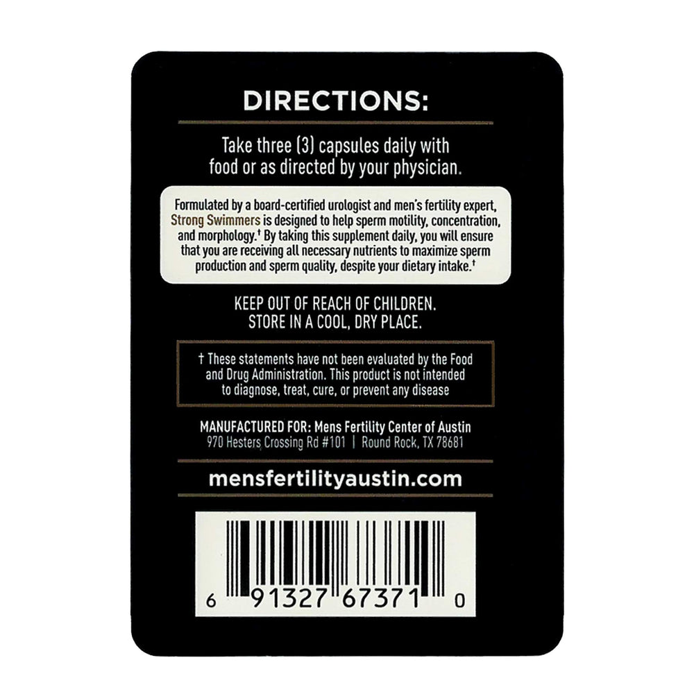 Armor Men's Health Strong Swimmers label emphasizes trusted, physician-backed formulation.