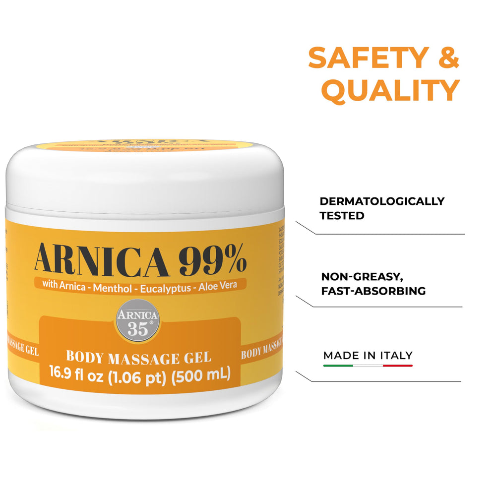 Arnica 35 non-greasy finish leaves skin feeling clean after use.