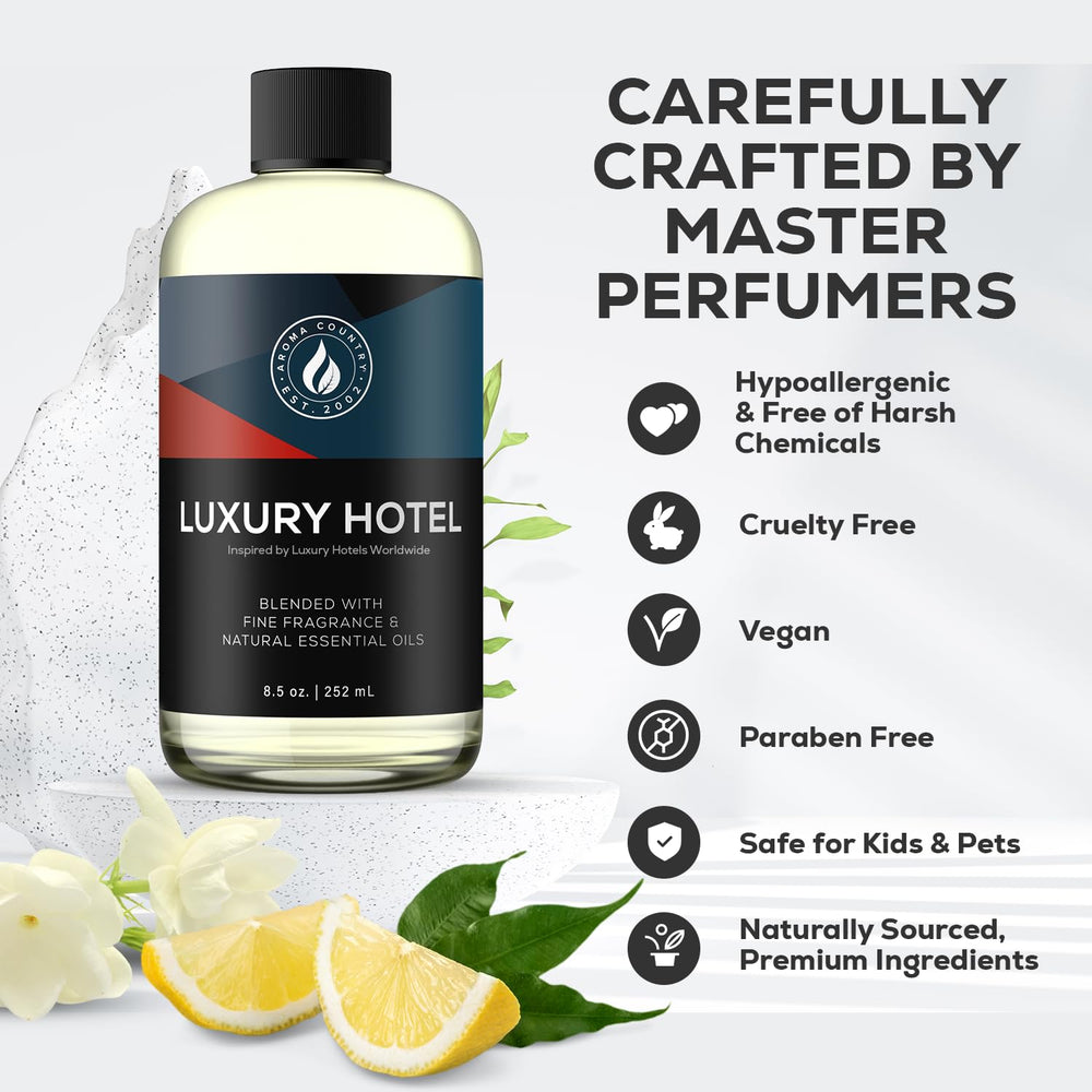 AROMA COUNTRY Ritzy Luxury Hotel Diffuser Oil packaging highlights premium refill