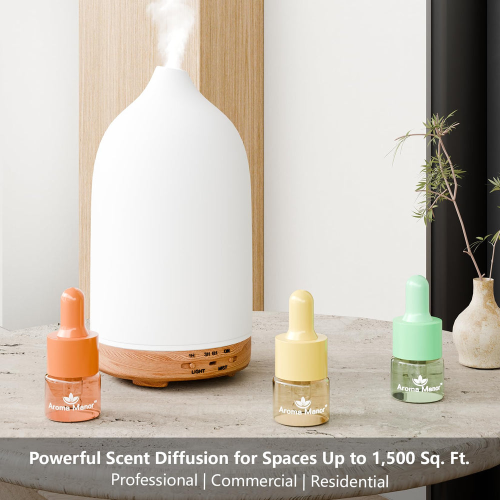 Aroma Manor Escape orange-blossom-note close-up for bright, uplifting home ambience.