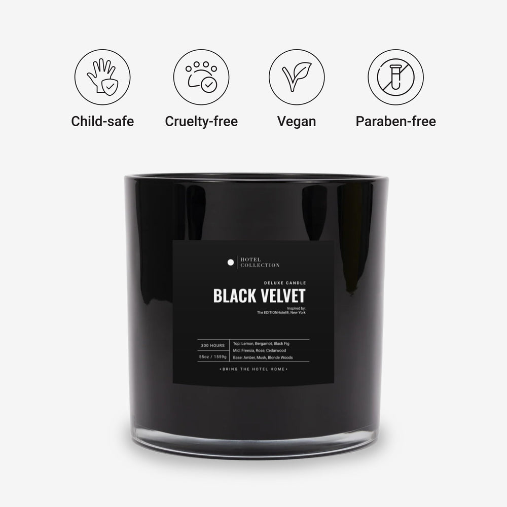 Aroma360 Black Velvet Candle lit with multi-wick burn for even fragrance release.