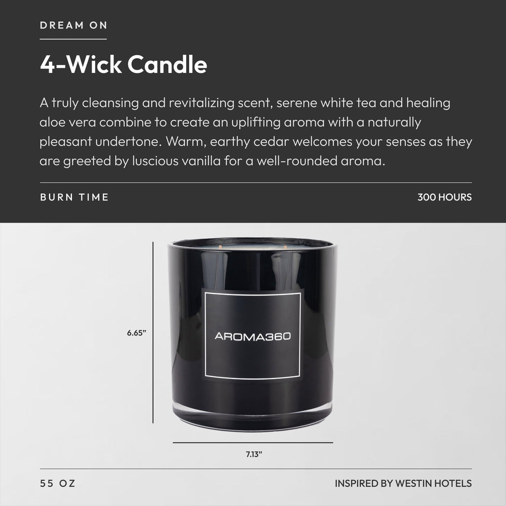 Aroma360 Dream On candle wick close-up showing clean burn potential