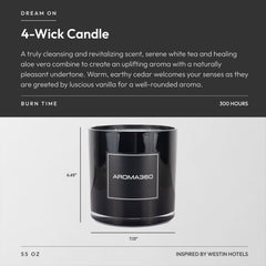 Aroma360 Dream On candle wick close-up showing clean burn potential