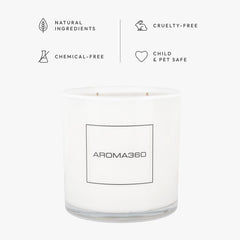 Aroma360 Luxe Collection candle close-up highlighting premium ambiance and decor