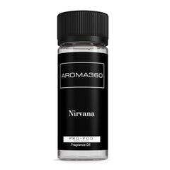 Aroma360 Nirvana Pro Pod 50ml bottle closeup for premium diffuser use.