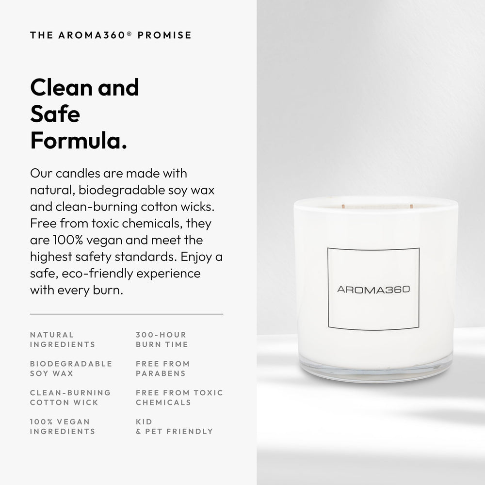 Aroma360 soy wax burn showing clean, long-lasting fragrance