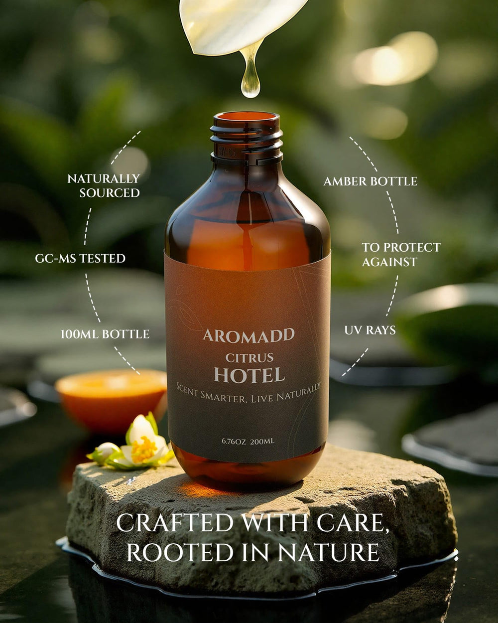 Aromadd Citrus Hotel Diffuser Oil highlighting warm woody notes for ambience