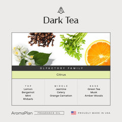 AROMAPLAN Dark Tea bottle closeup — showcases premium formula and vibrant color.