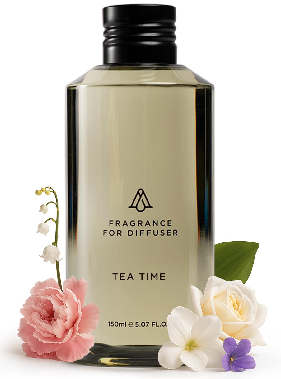 AROMAPLAN Tea Time bottle with green notes for calming home ambiance.