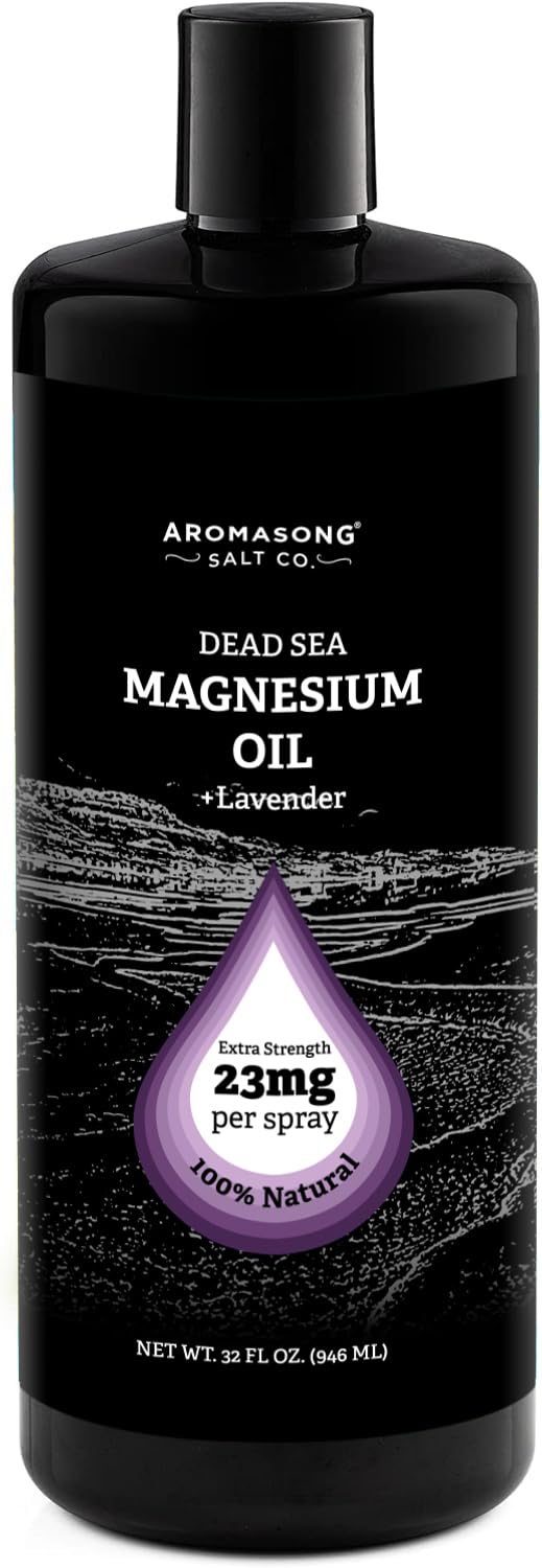 Aromasong Magnesium Spray Lavender bottle ready for soothing routine and leg relief