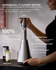 AROMASOUL waterless diffuser silver, rechargeable battery for cordless use