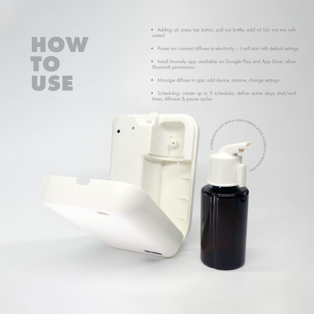 AROMELY compact design fits on a table or shelf
