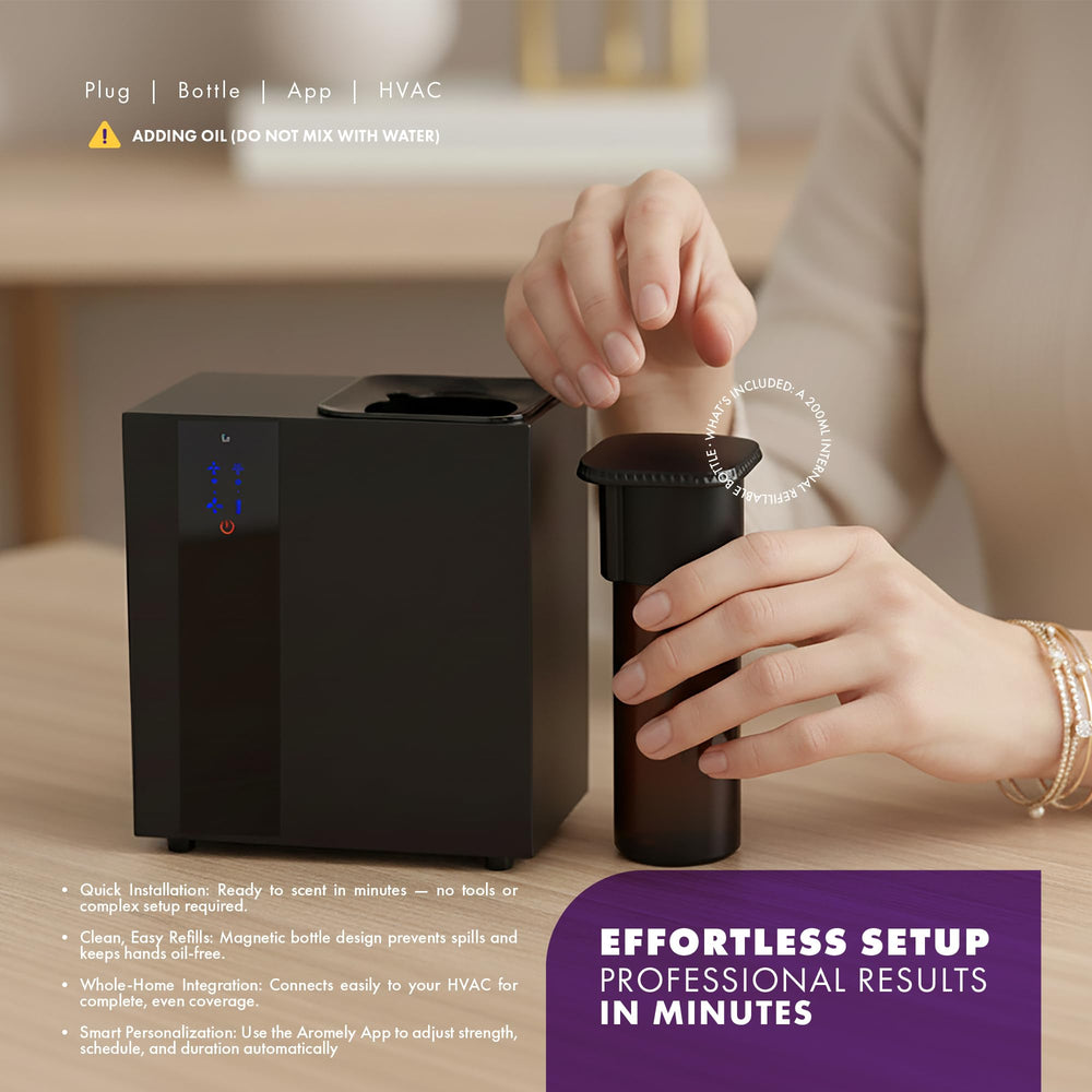 AROMELY standalone diffuser demonstrates flexible use beyond existing systems