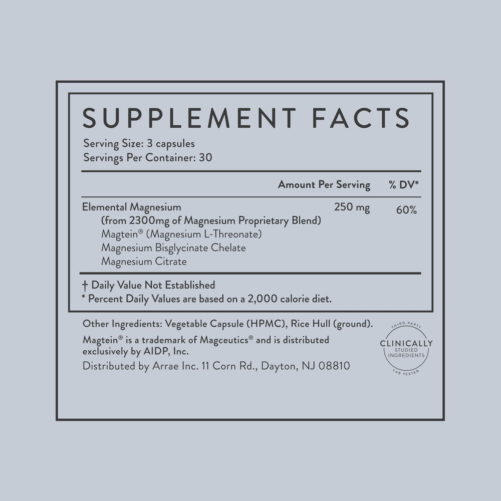 Arrae magnesium supplement on a bedside setup for evening relaxation routines