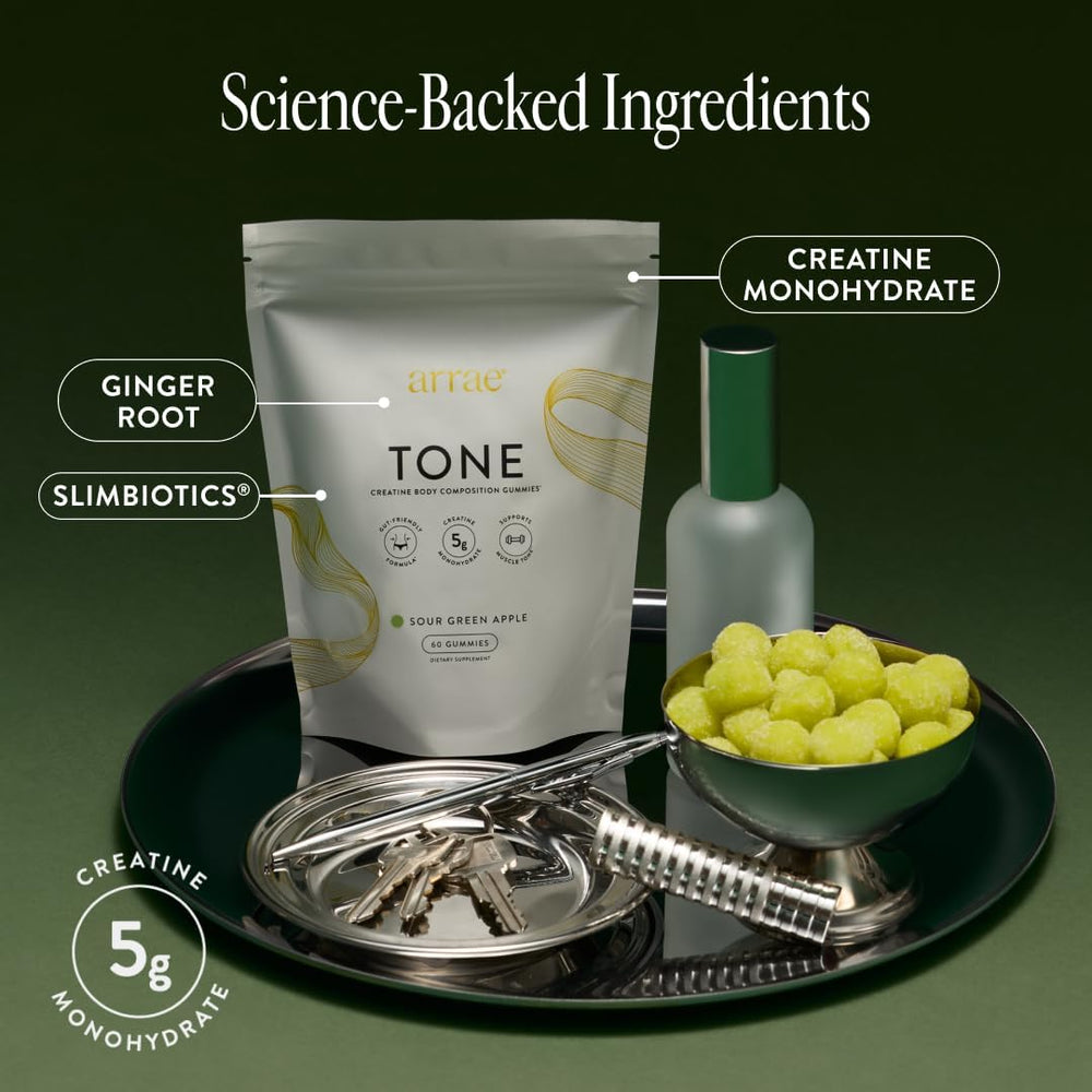 Arrae Tone Gummies sour green apple flavor close-up for tasty training sessions